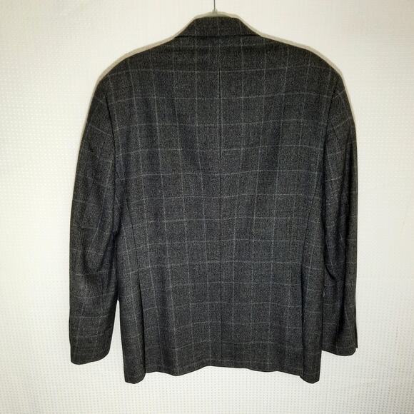 Jos A Bank Signature 41R Blazer Men Wool Gray Windowpane 2Btn Sport Coat Jacket - Picture 6 of 8